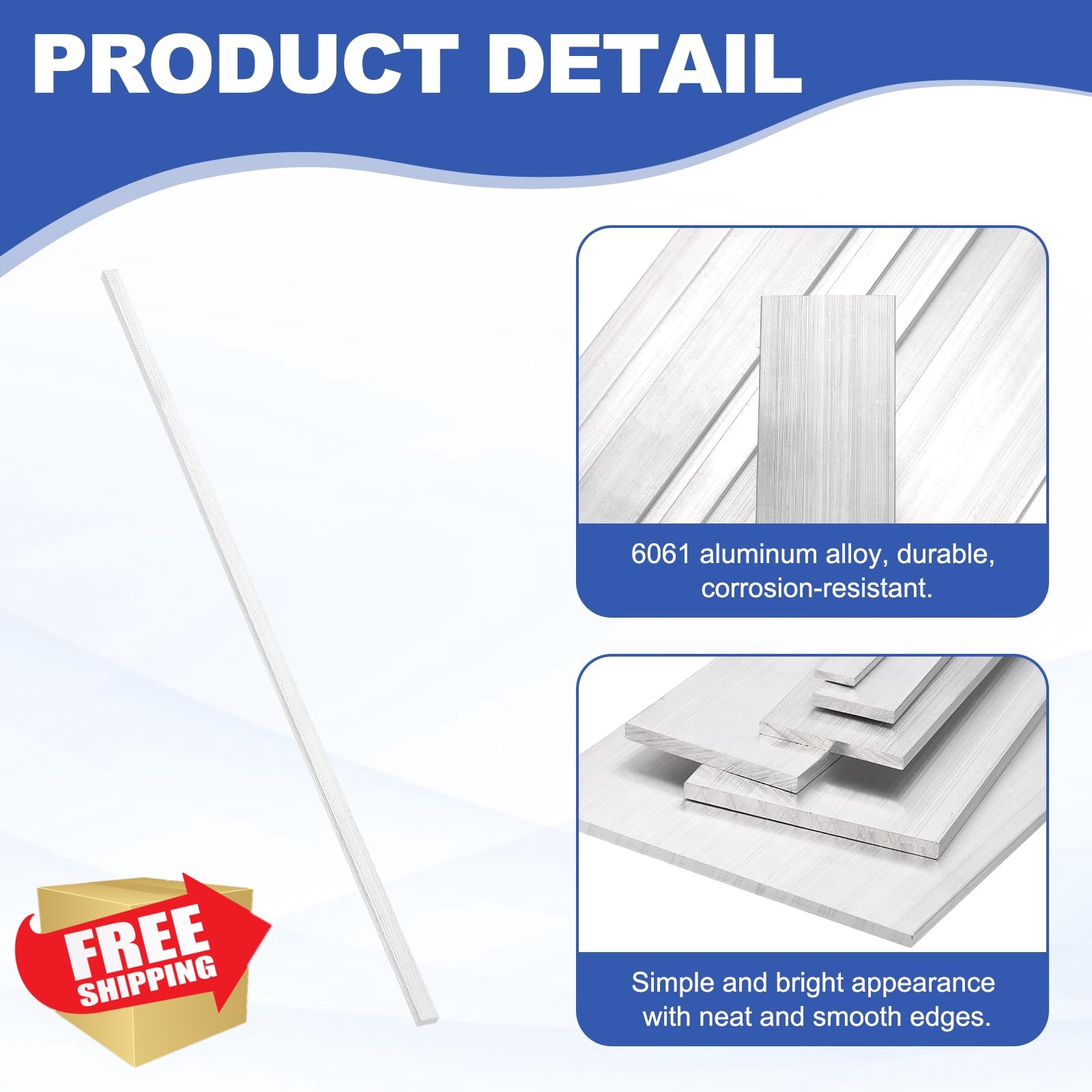uxcell 2 Sets Aluminum Flat Bar 0.16″x0.5″x14″