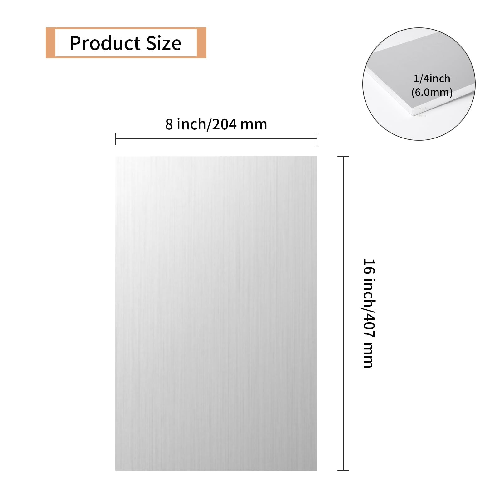 6061 Aluminum Sheet 1/4″ x 8″ x 16″ Plate with Protective Film for DIY Craft