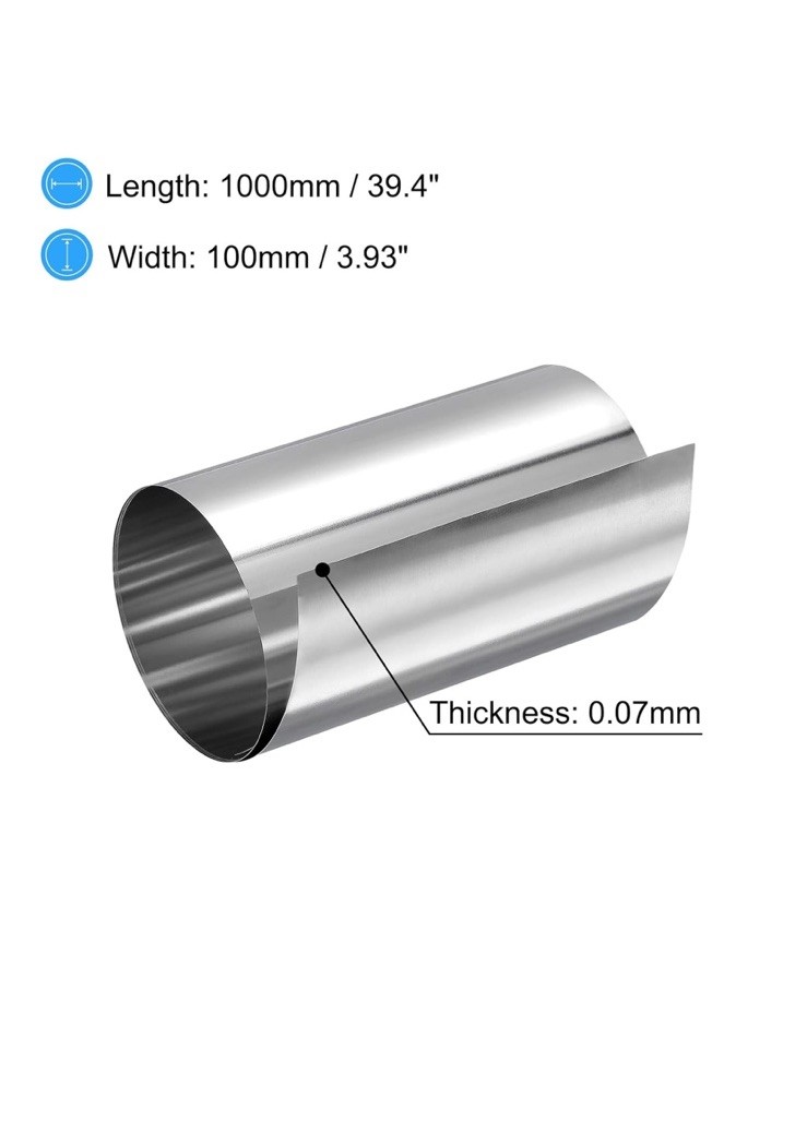uxcell 0.07x100x1000mm 304 Stainless Steel Roll Sheet Fine Plate Sheet Foil