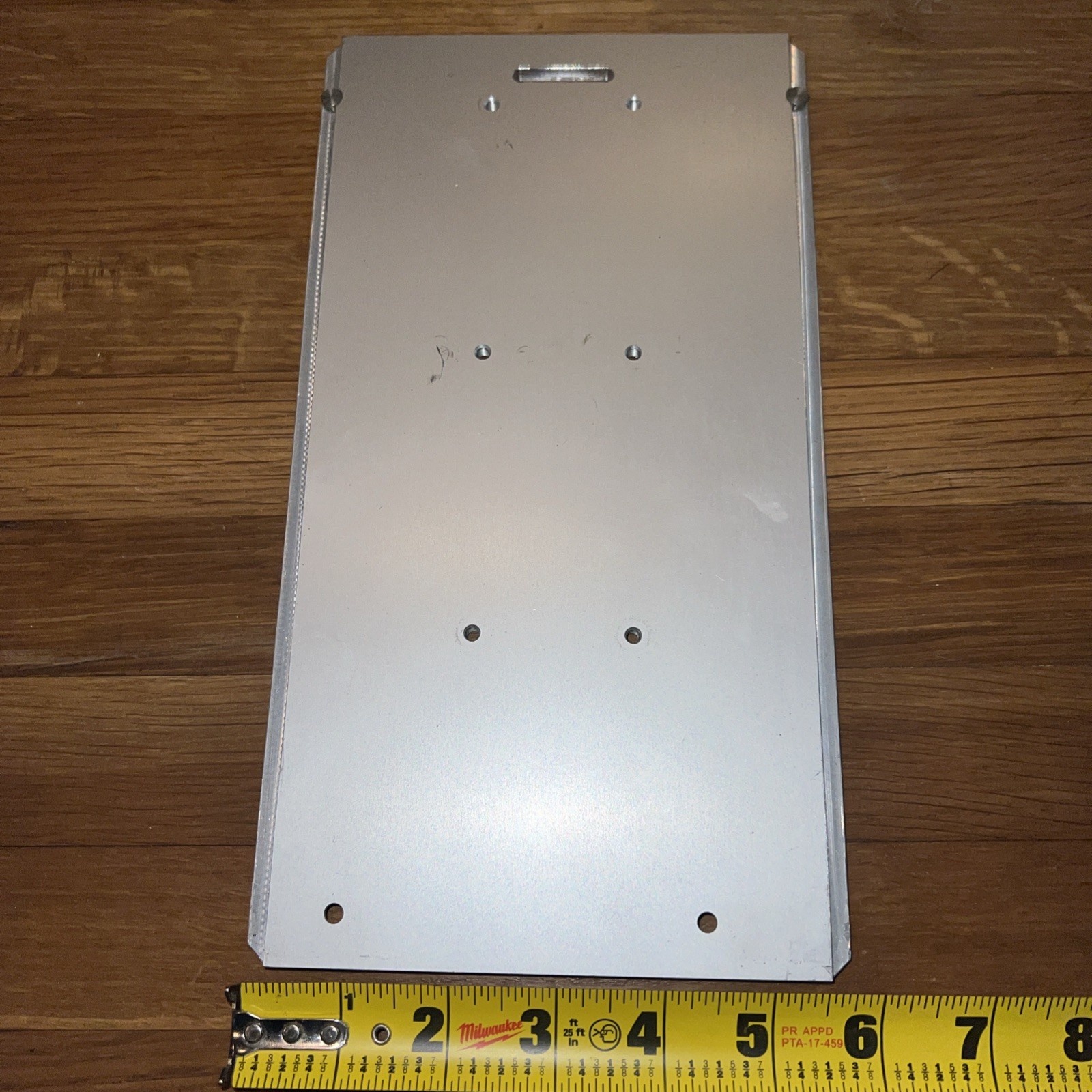 1/4″ Steel Plate, 10.5” x 5 5/16” with 8 screw holes
