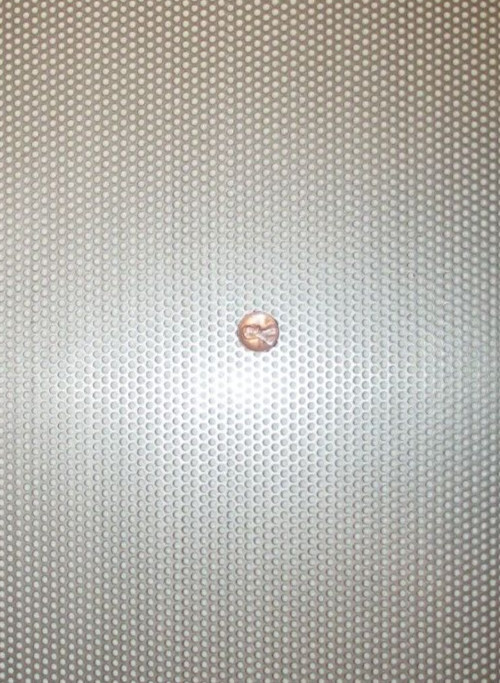 1/8″ HOLES ON 3/16″ CENTERS–16 GAUGE STAINLESS PERFORATED– 7″ x 10-1/2″