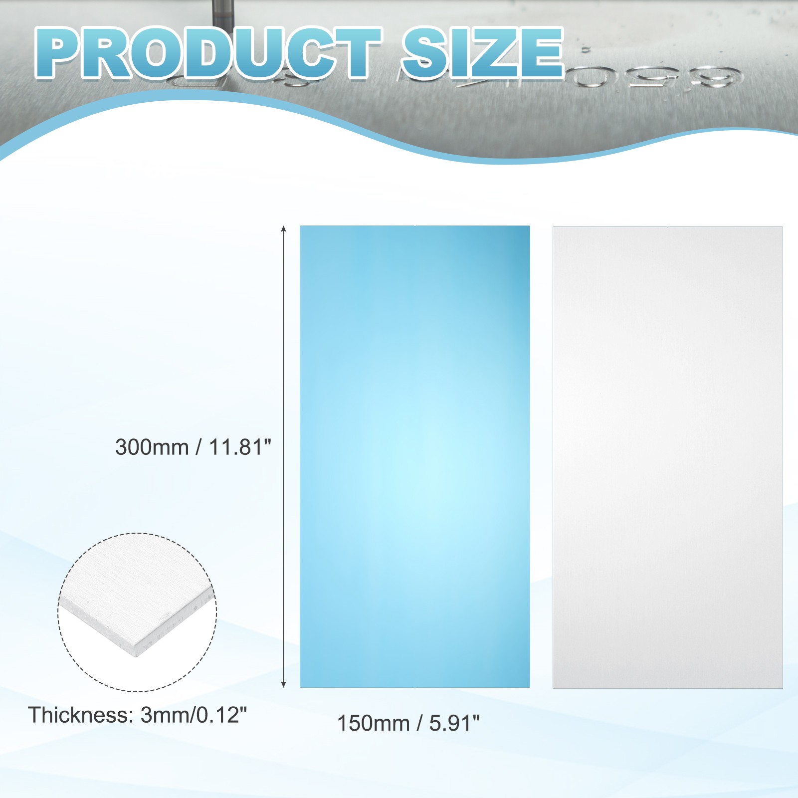 11.8″ x 5.9″ x 0.12″ 6061 T651 Aluminum Sheet Metal(Silver, 1Pcs)