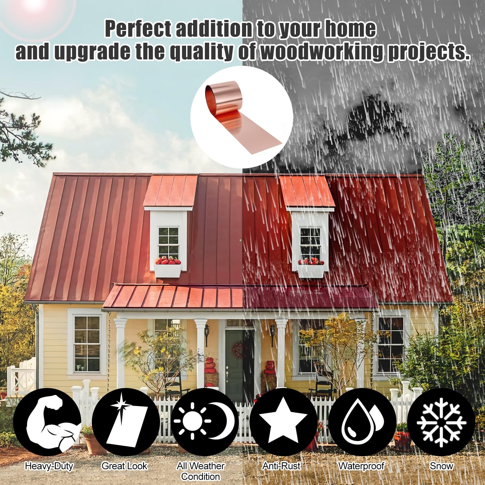 Copper Flashing 99.95% Pure – 26 Gauge 0.4mm 26 Ga, 12″ Width x 10 FT,