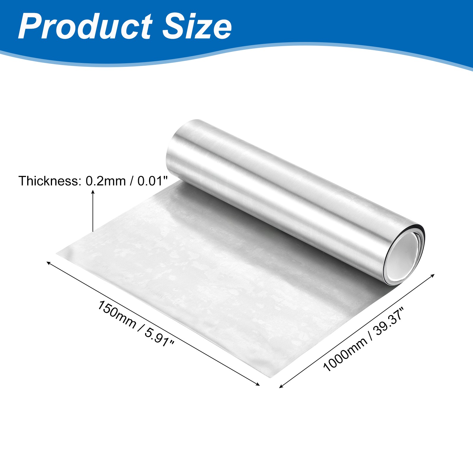 1Pcs Zinc Sheets, 99.99% High Purity Zinc Plate, 0.01″x6″x39″(0.2x150x1000mm)