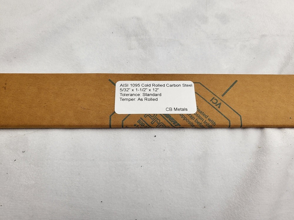 1095 Cold Rolled Carbon Steel 5/32″ x 1.5″, 12″ bar, Knife Making Stock, Billet