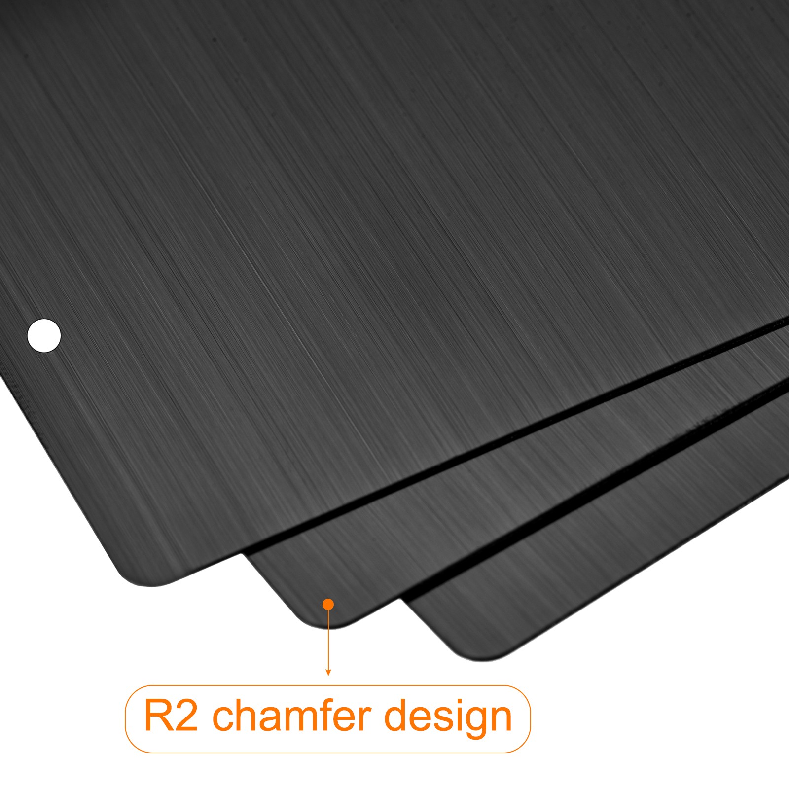 50x22x0.4mm Brushed Stainless Steel Blank Metal Card with Hole Dark Gray 35Pcs