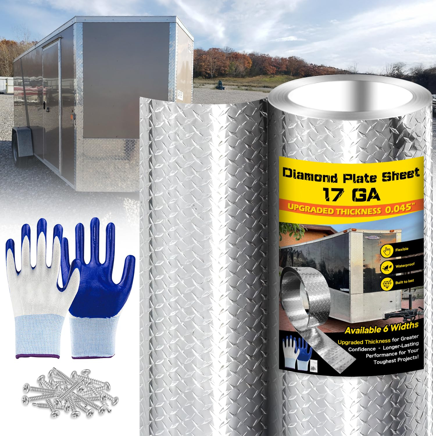 Diamond Plate Aluminum Sheet – 3003 H22, 17GA 0.045″ Thick, Heavy-Duty Aluminum