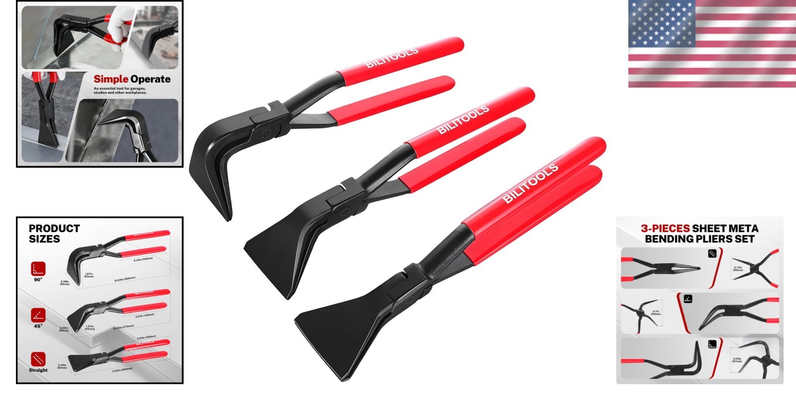 3-Piece Hand Seamer Set, Metal Bending Pliers