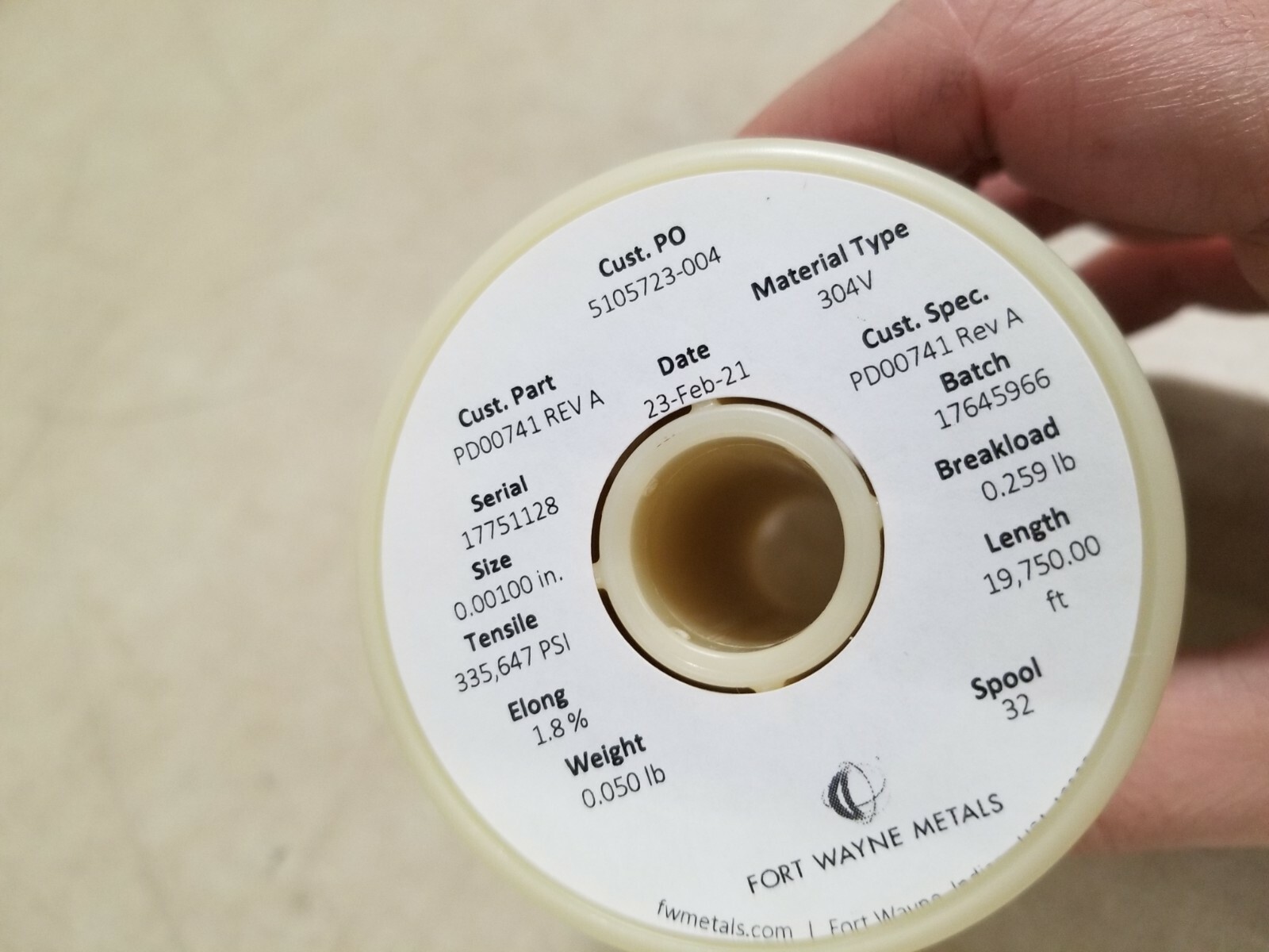 Fort Wayne Metals 0.00100″ Stainless Steel Wire 304V 0.050 lbs (19,750 feet)