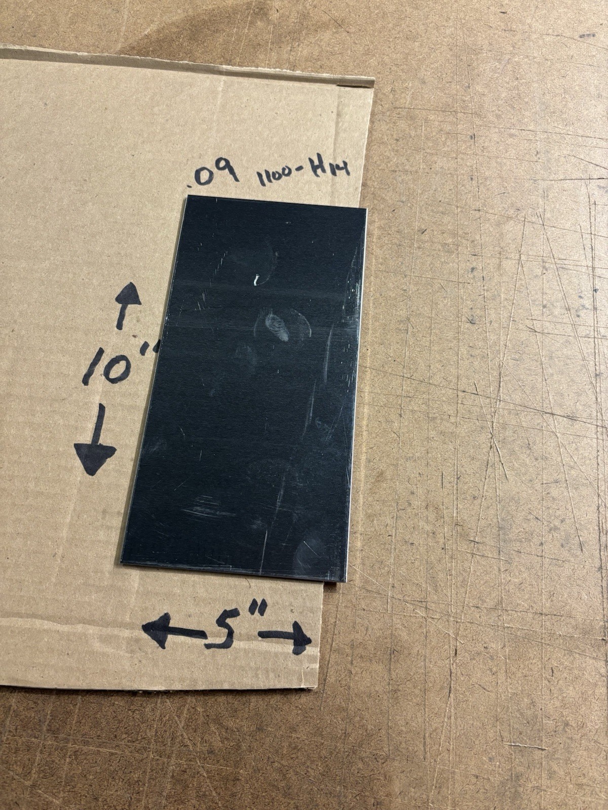3/32” (0.090” Thick) 1100-H14 Aluminum Sheet Metal- 5” x 10” – New