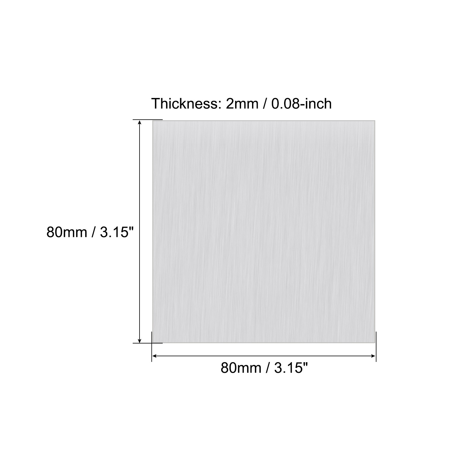 80mm x 80mm x 2mm Rectangle 1060 Aluminum Sheet Flat Metal Plate Stock