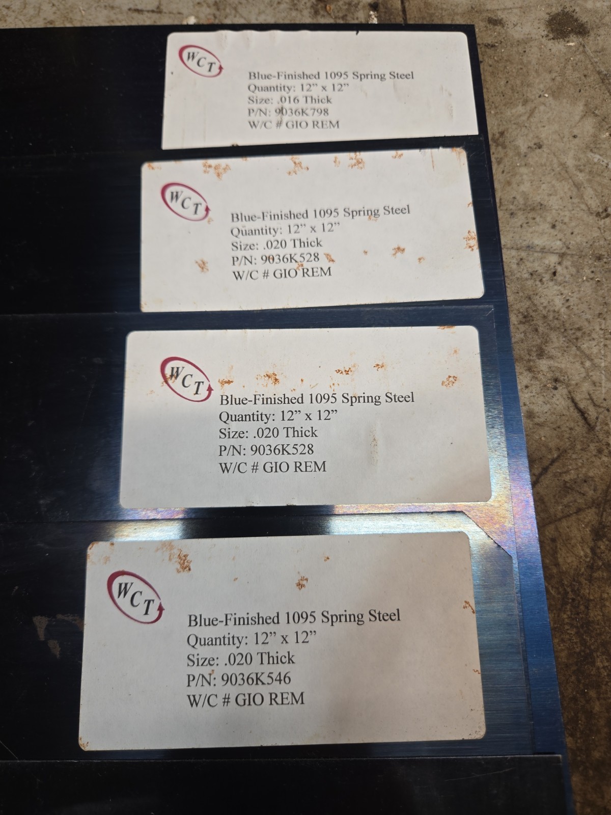 Blue Finished 1095 Spring Steel 12″X12″ Lot Of 6 Sheets