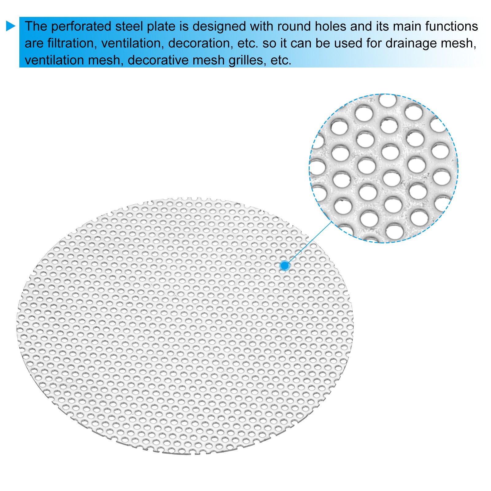 4″ 304 Stainless Steel Perforated Sheet, 2Pcs 0.06″ Hole Metal Mesh Plate