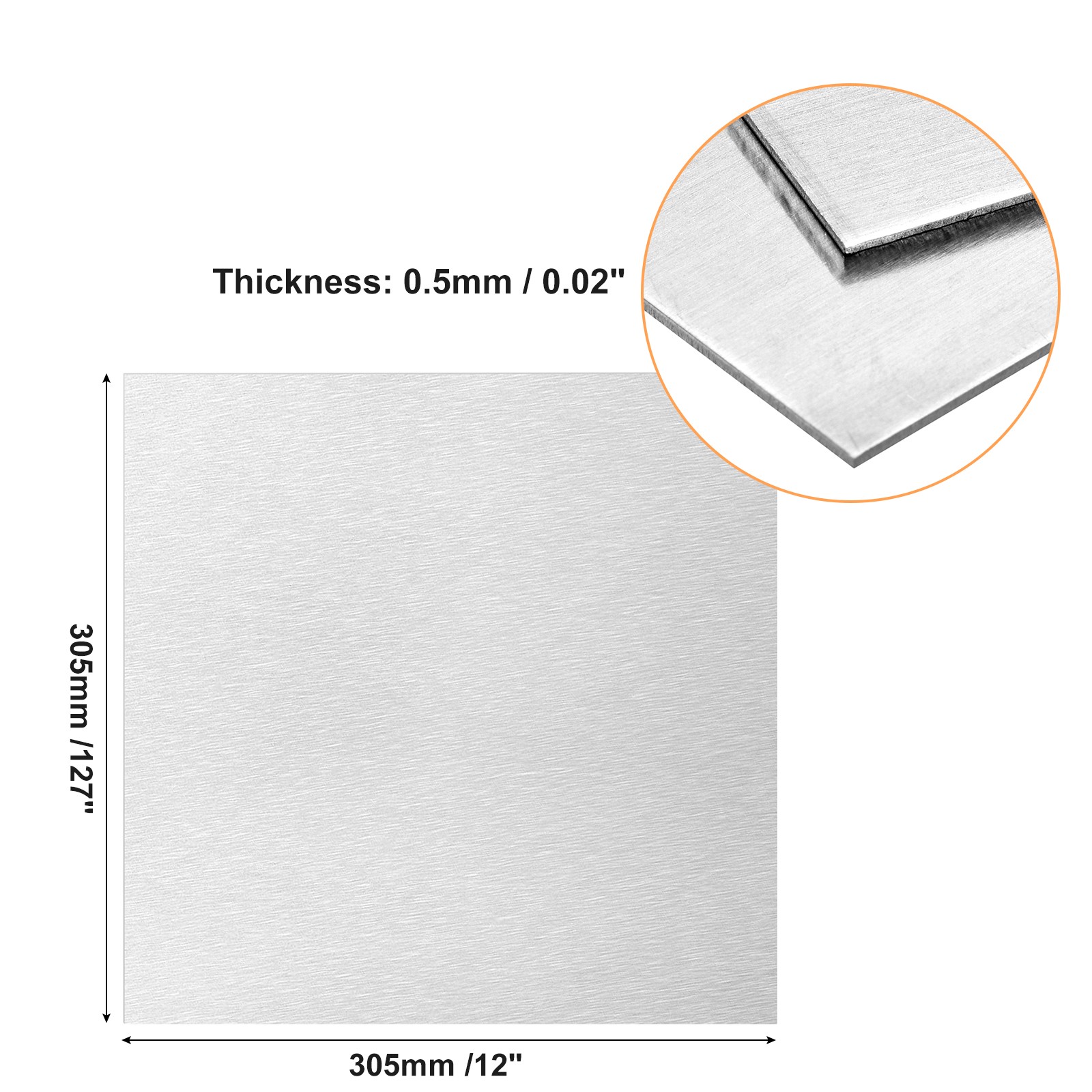 305mm x 305mm x 0.5mm Rectangle 5052 Aluminum Sheet Flat Metal Plate Stock