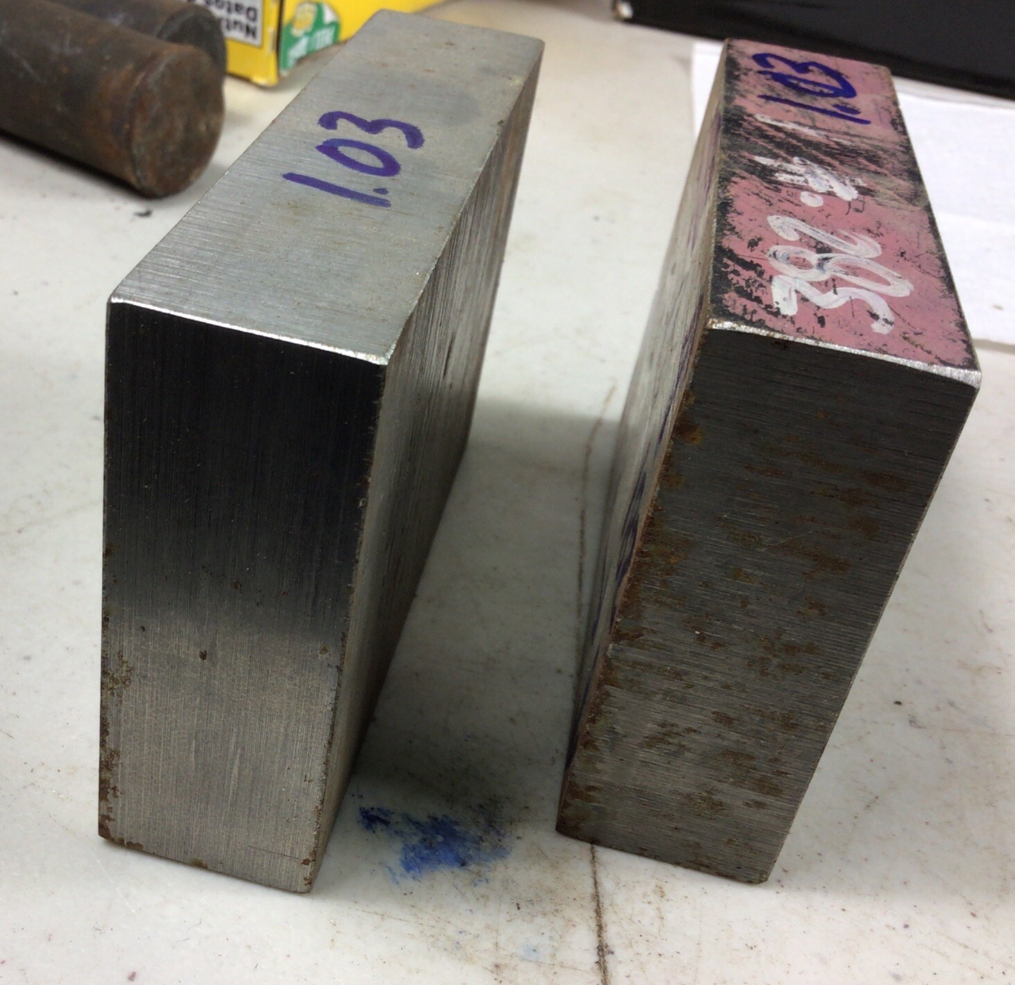 D2 Tool Steel Flat Stock, 2 Pieces , 1.03” X 2.8 X 4.29” Long