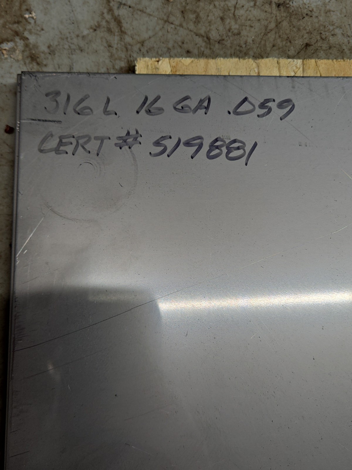 316L Stainless Steel Sheet 20″ X 15.5″ X .059″ Lot Of 2