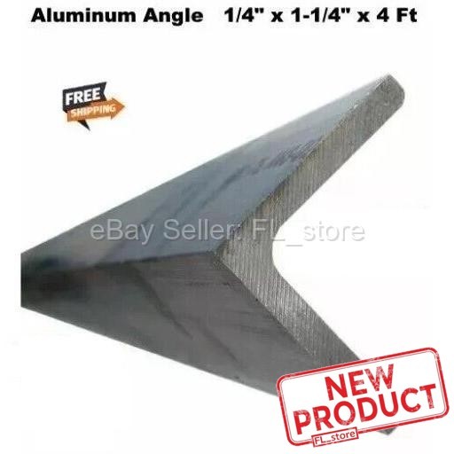 Aluminum Angle Stock 1/4″ x 1-1/4″ x 4 Feet Mill Alloy 6061 90 Degrees NEW