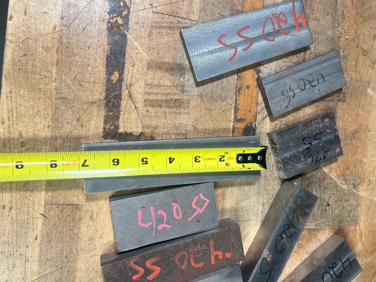420 Stainless steel SS flat bar stock , tool steel lot, cut offs knife making