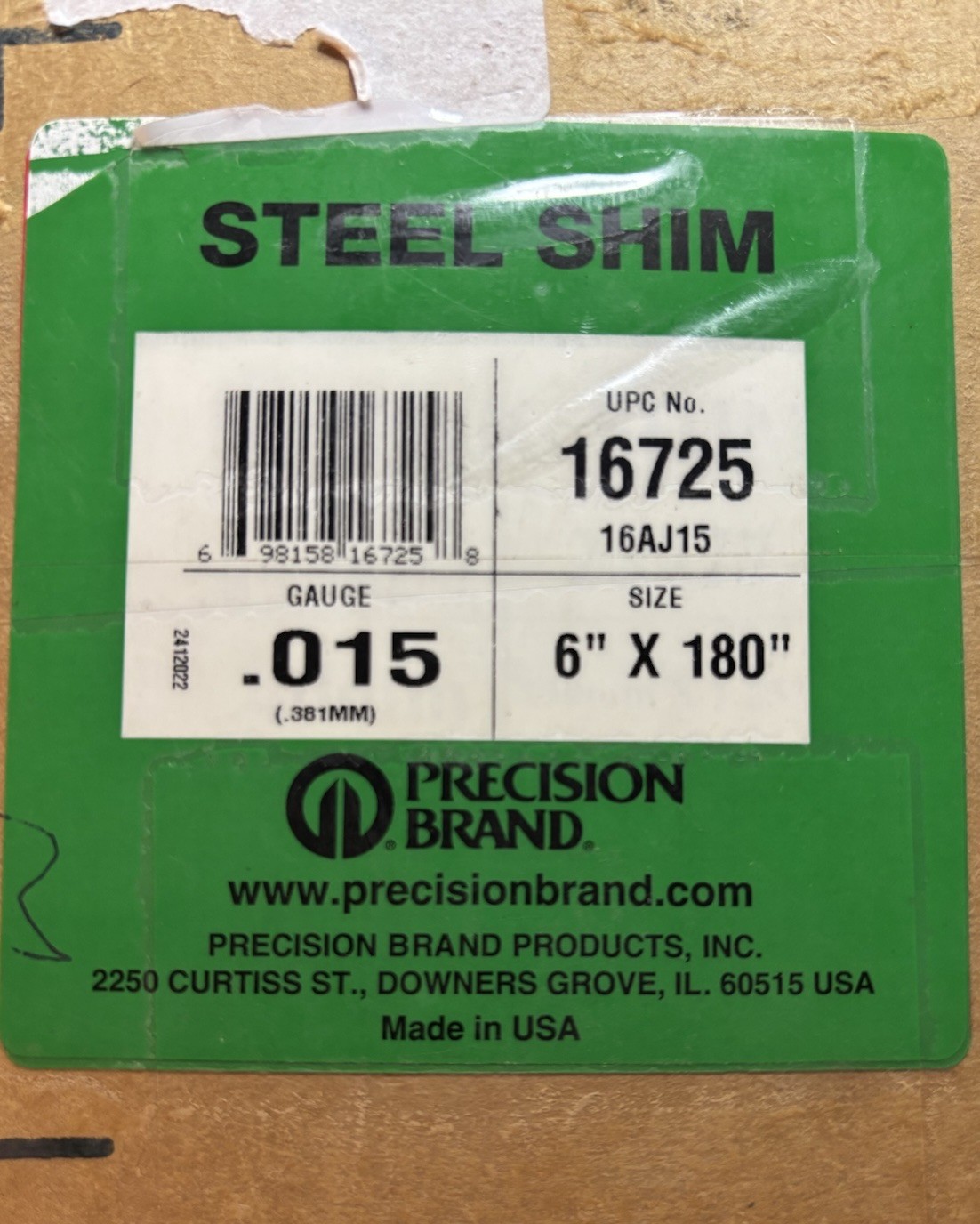 PRECISION BRAND .005” Thick – Steel Shim Stock 6” X 100” 1XRoll USA