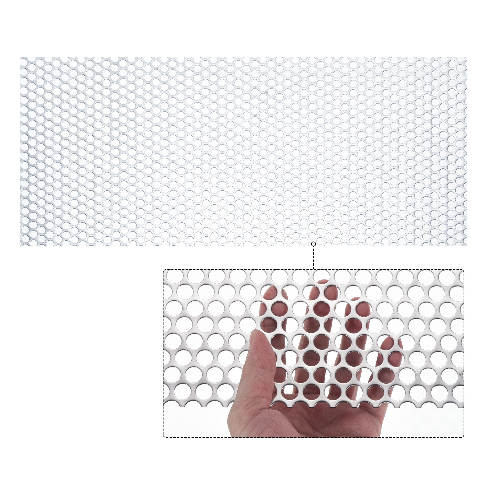 304 Stainless Steel Perforated Sheet 23.6×15.7″ 0.39″ Hole 19GA for DIY
