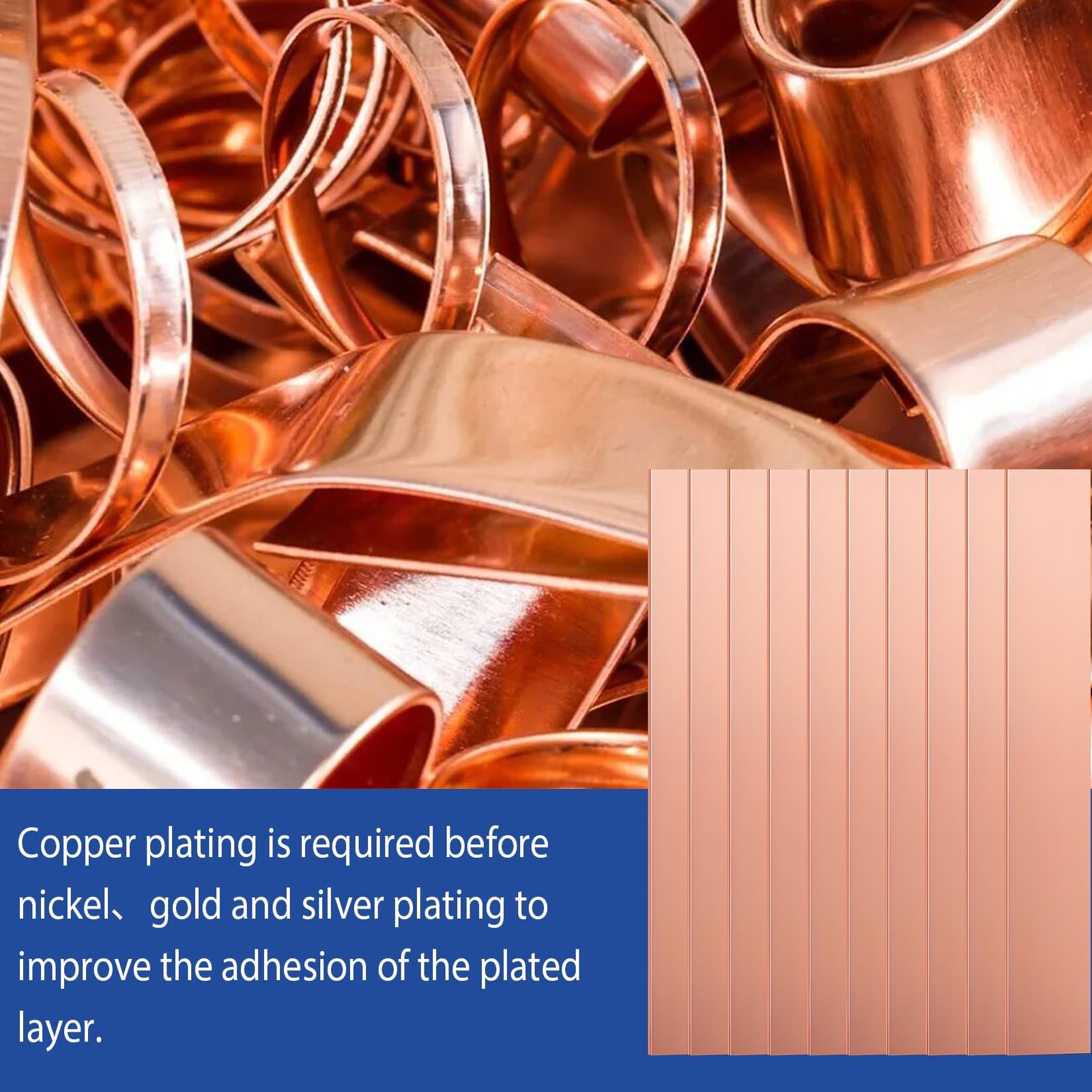 10 Pcs 99.99% Pure Copper Anode Strip 5.9 x0.98 x0.04 Copper Plate Sheet for