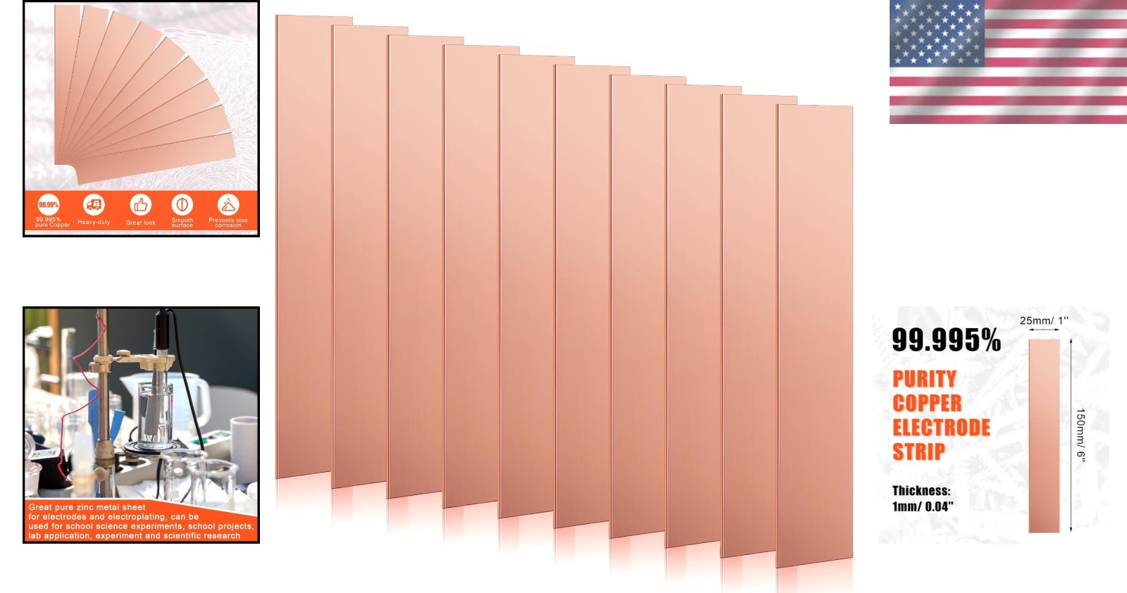 10 Pcs Pure Copper Anode Sheets 99.995% for Electroplating and Industrial Use