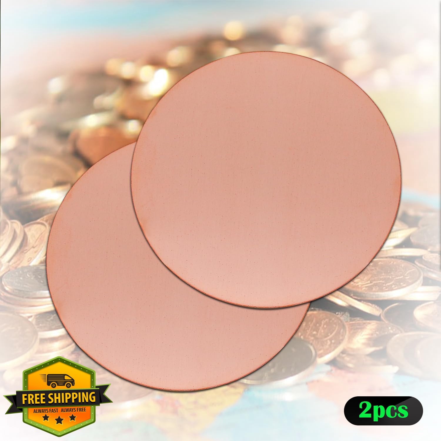 Uxney 6″ Copper Round Discs 14ga 1.5mm 2 Pack Metal Sheet