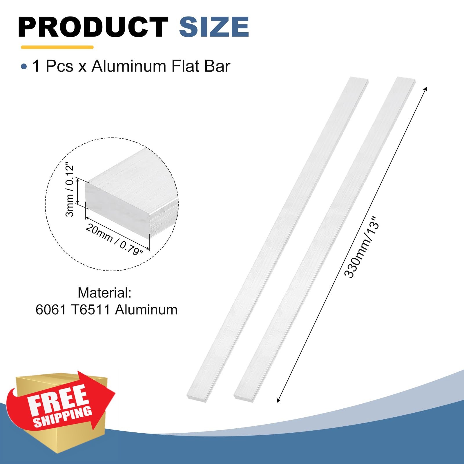 MECCANIXITY 1/8″x0.8″x13″ 6061 Aluminum Flat Bar