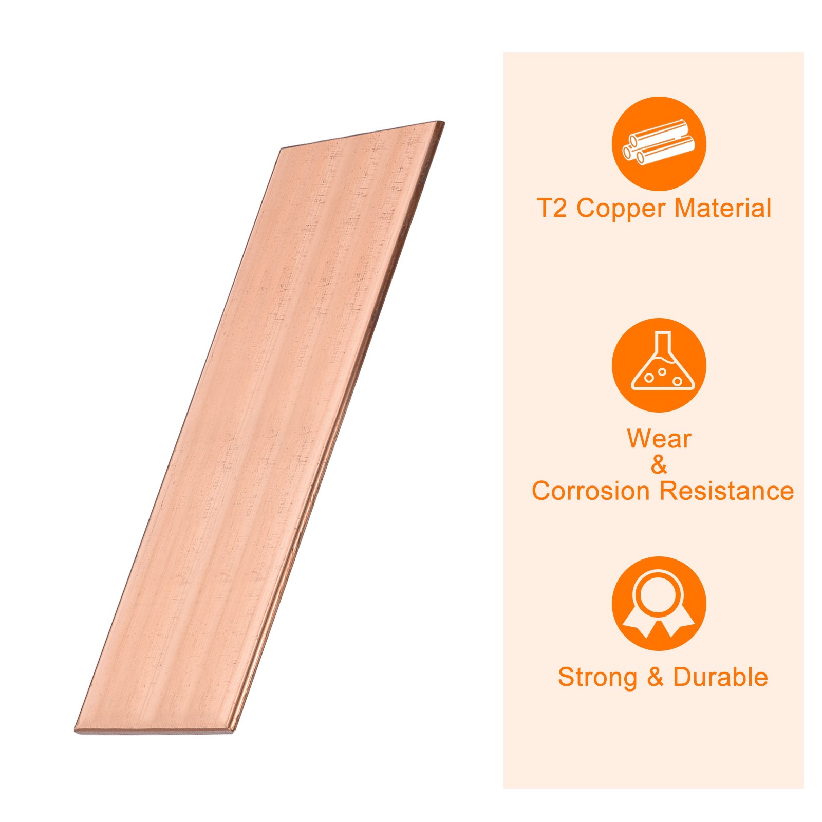 Copper Flat Bar 1/8″ Thickness x 2″ Width x 6″ Length Copper Bar Stock