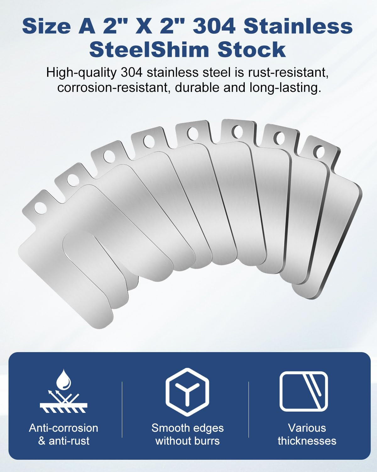 Metal Shims for Leveling, 32 Piece Stainless Steel Shim Kit, a 2″X2″ Slotted St