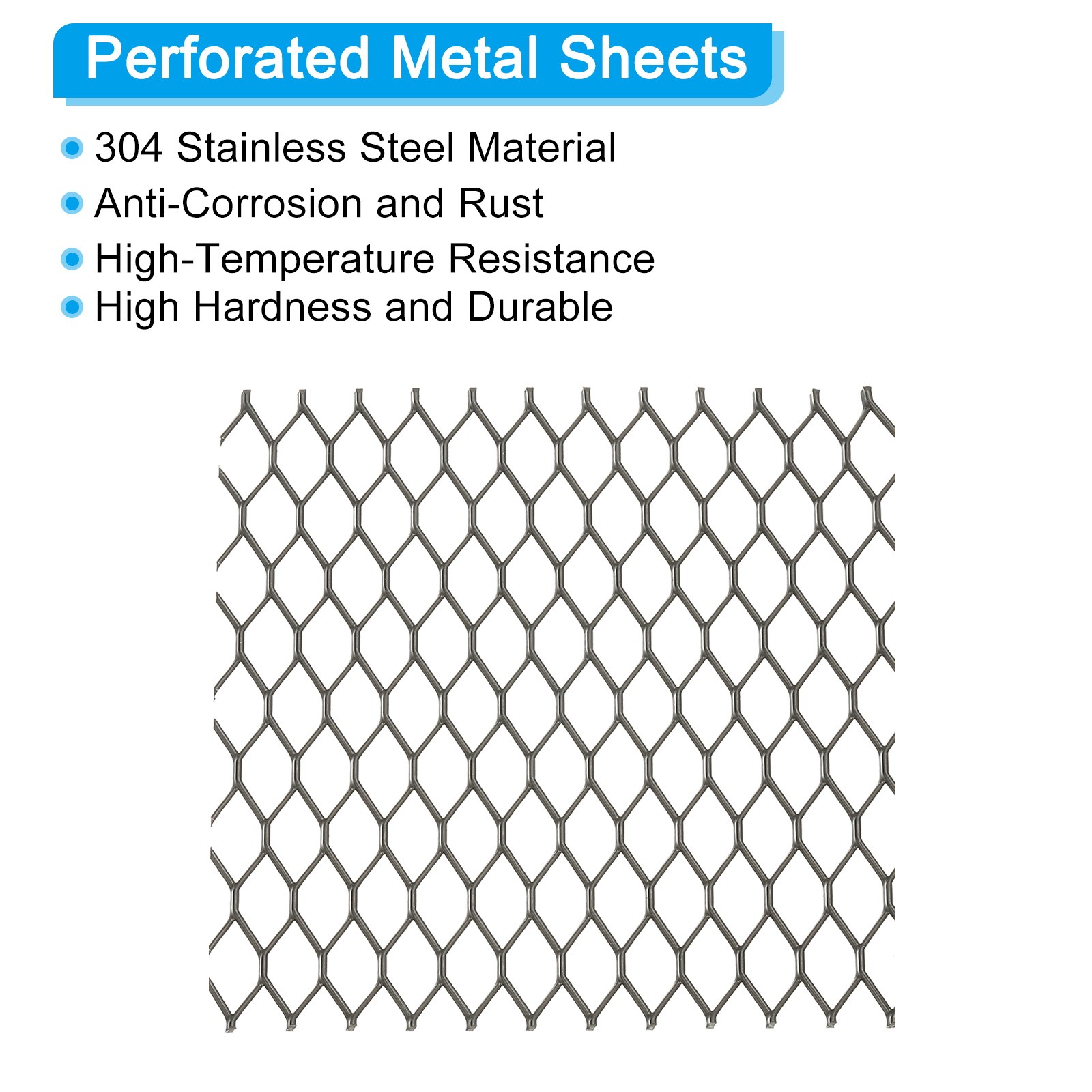 4″L x 4″W Universal Car Grill Mesh, 4Pcs 7x12mm Diamond Hole, Black