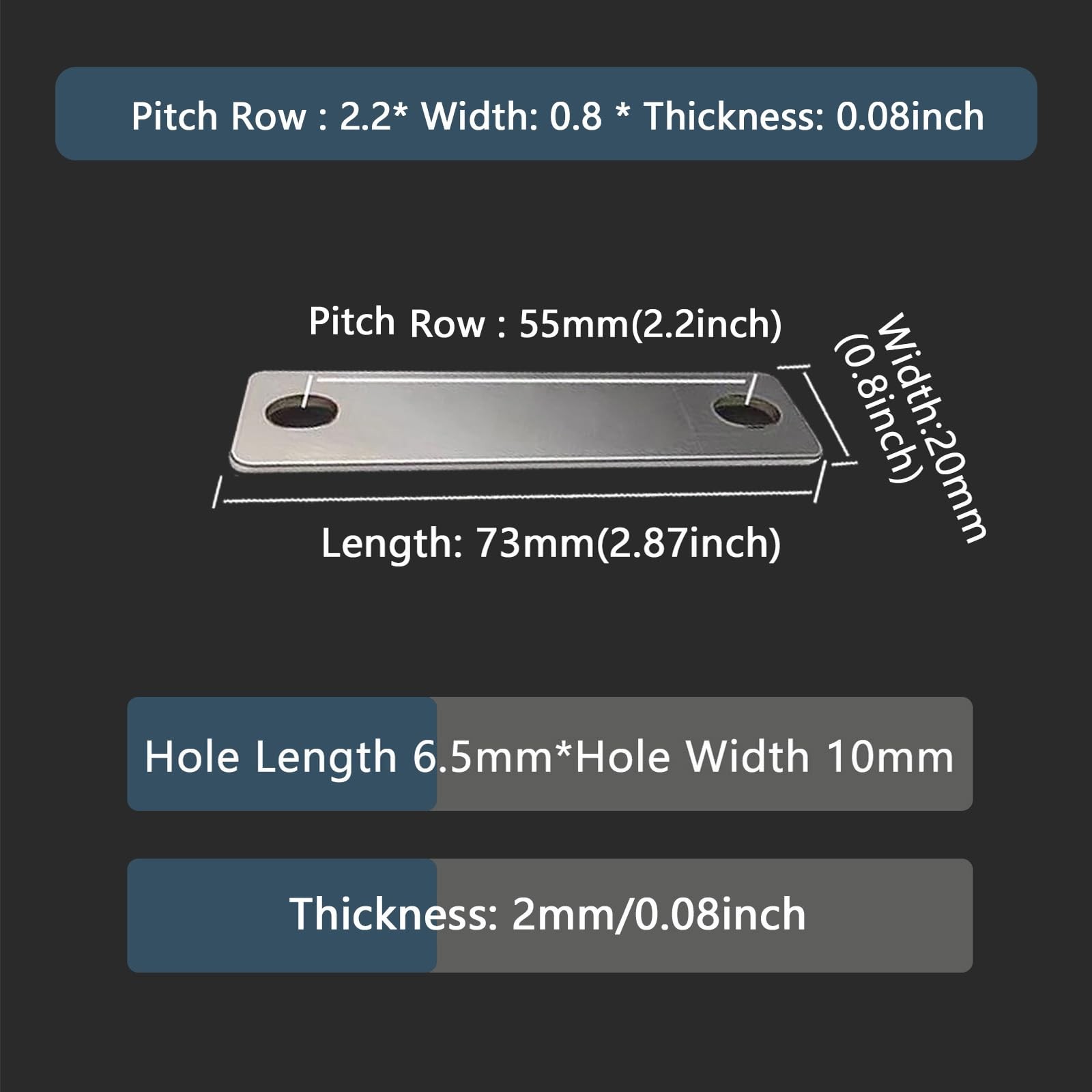 HWYEE 4PCS Pitch Row 2.2IN Bus Bars Connector red 2.2IN, Silver
