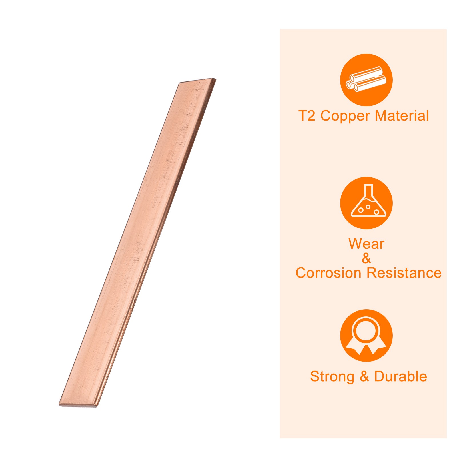 Copper Flat Bar 1/8″ Thickness x 25/32″ Width x 6″ Length Copper Bar Stock