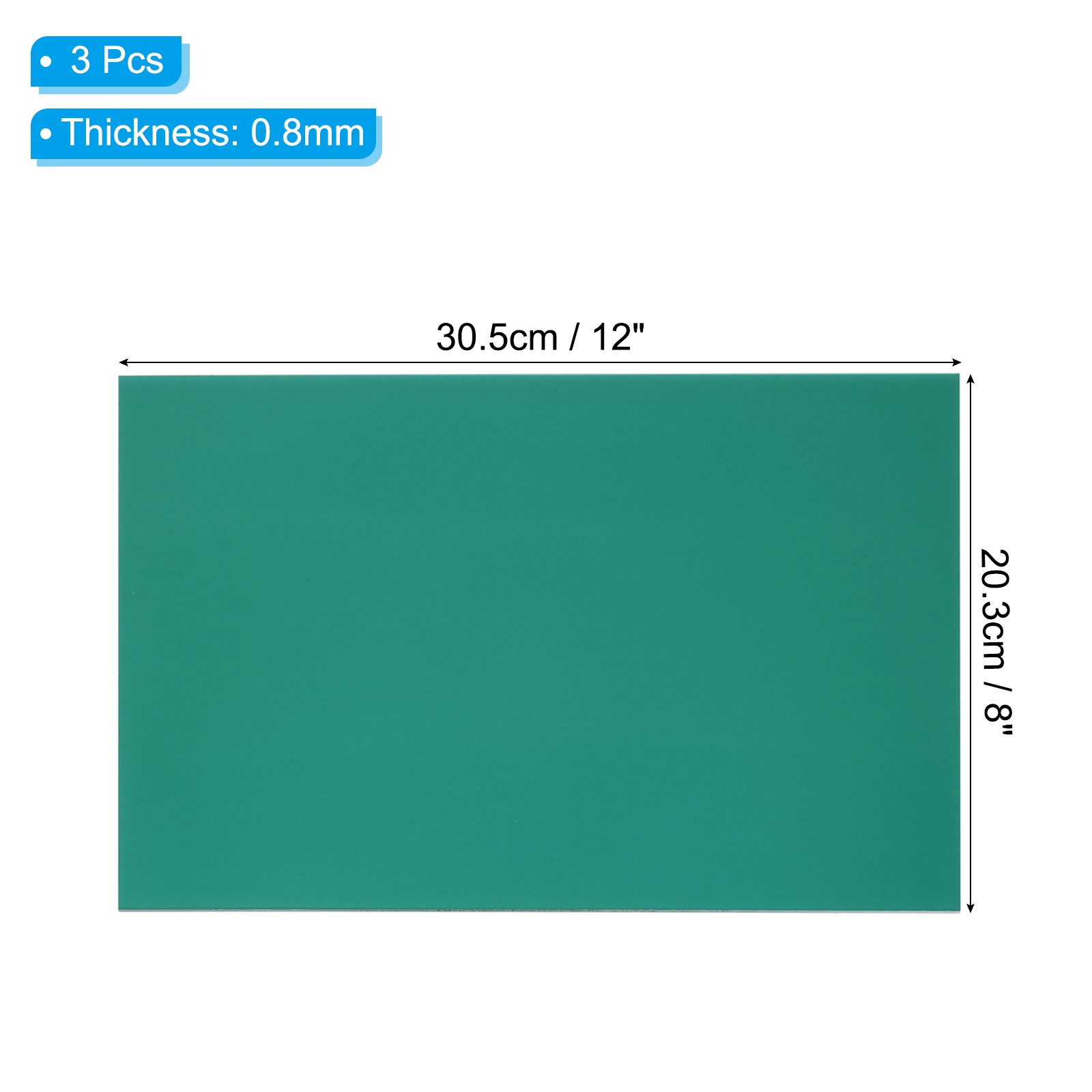 3PCS 8×12 Inch Anodized Aluminum Sheet Metal Laser Plates Engraving, Green