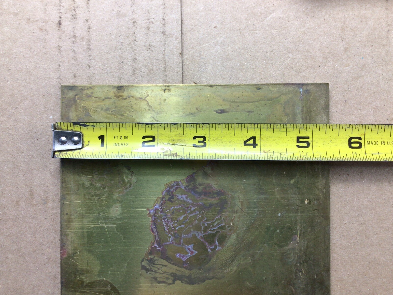 Brass Sheet Stock .063” X 5 3/8” X 12”. One Piece,