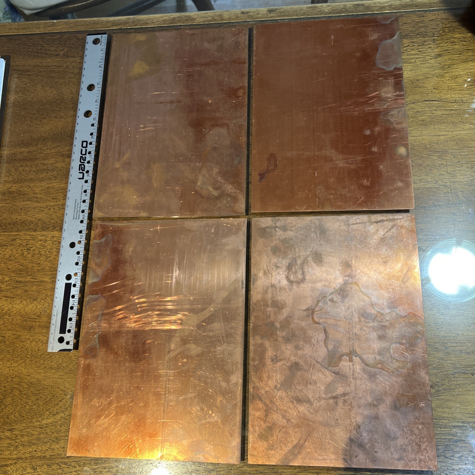 4 Pieces Copper Sheets Plates for Crafts/ Enamel, 10” X 7” New/old Inventory