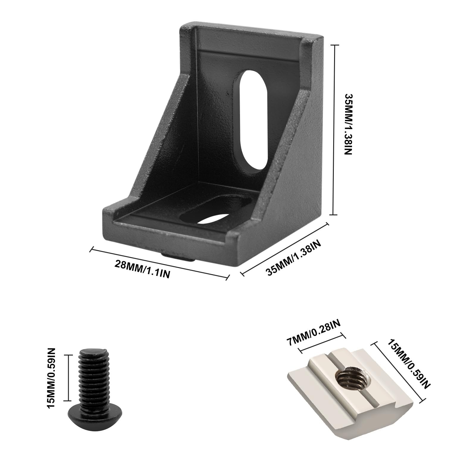 24pcs 3030 Aluminum Extrusion Corner Brackek Black 3030 Hardware Accessories …
