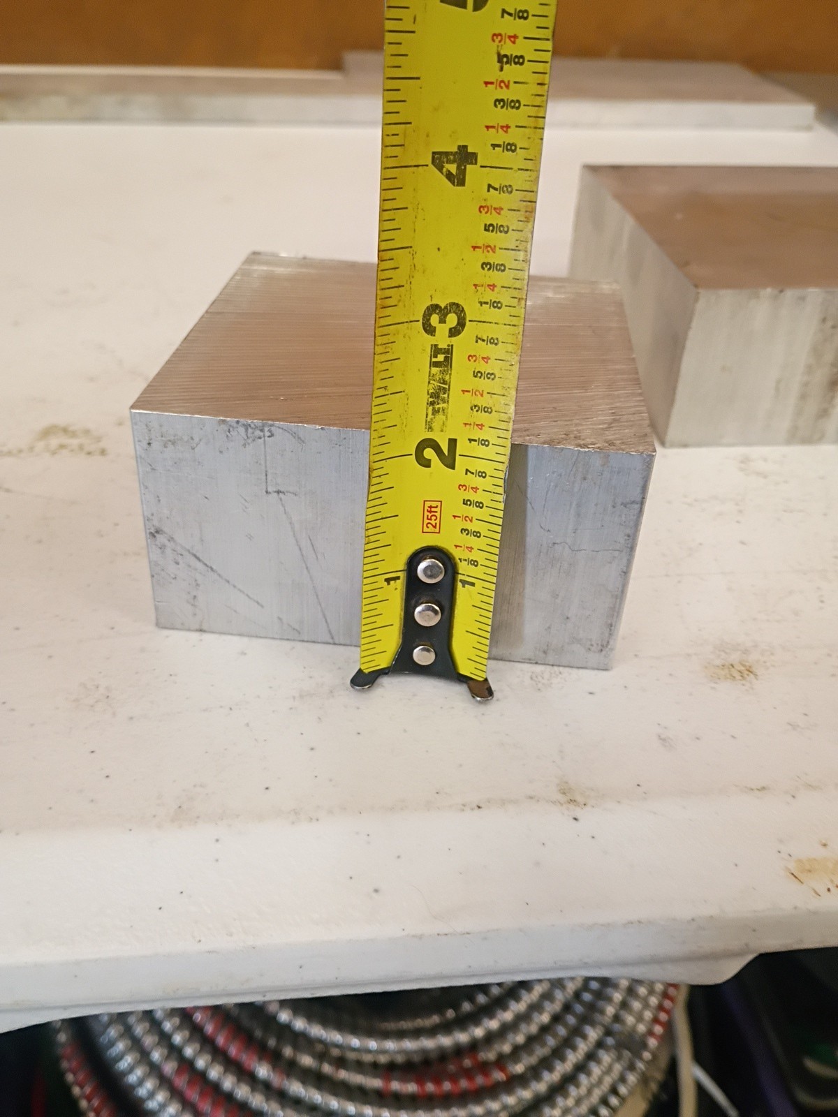 Aluminum Drop Block Plate Remnants (2) 2 1/8x4x4 And 2x 5 3/8x 5 3/8 9.1 Lbs