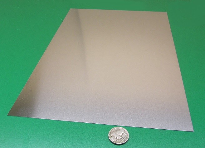 18-8 Stainless Steel Sheet, Full Hard, .005″ x 8.0″ x 12″, 2 Piece
