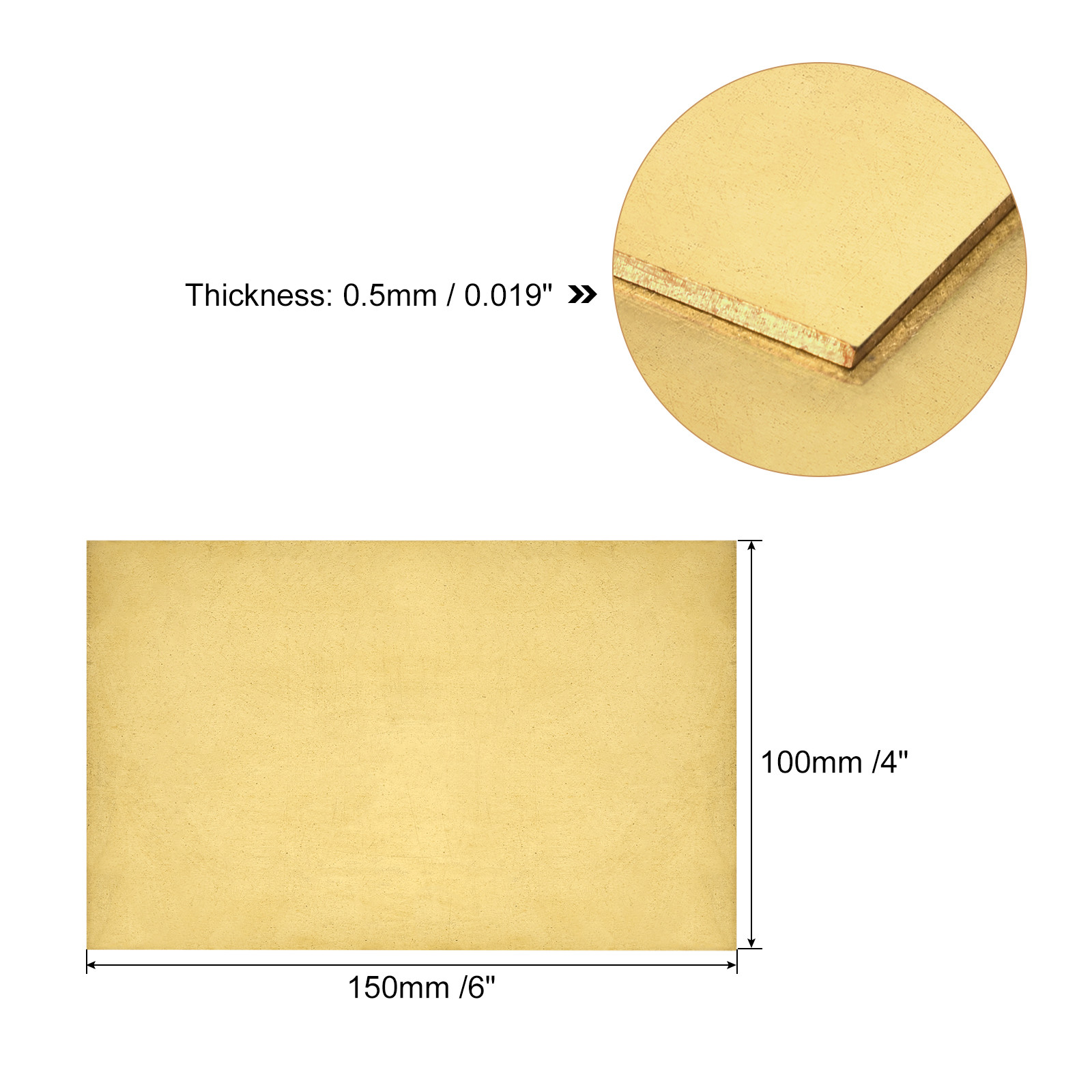 Brass Sheet, 1 x H62 Metal Sheets Plates 6″ Length x 4″ Width x 0.02″ Thickness