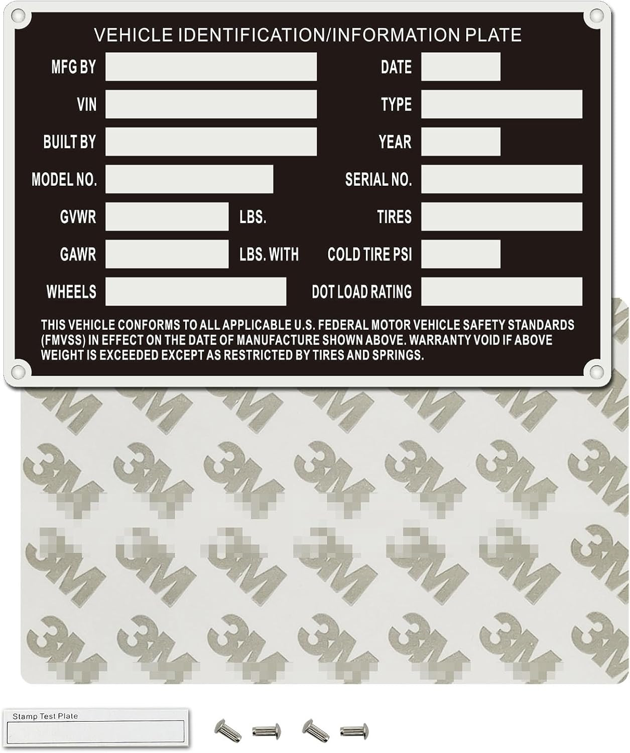Customizable Aluminum ID Plates for Equipment and Vehicle Identification
