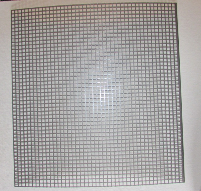 3/8″ SQUARE—- 16 GA. STAINLESS PERFORATED METAL —11-1/2″ x 12-3/4