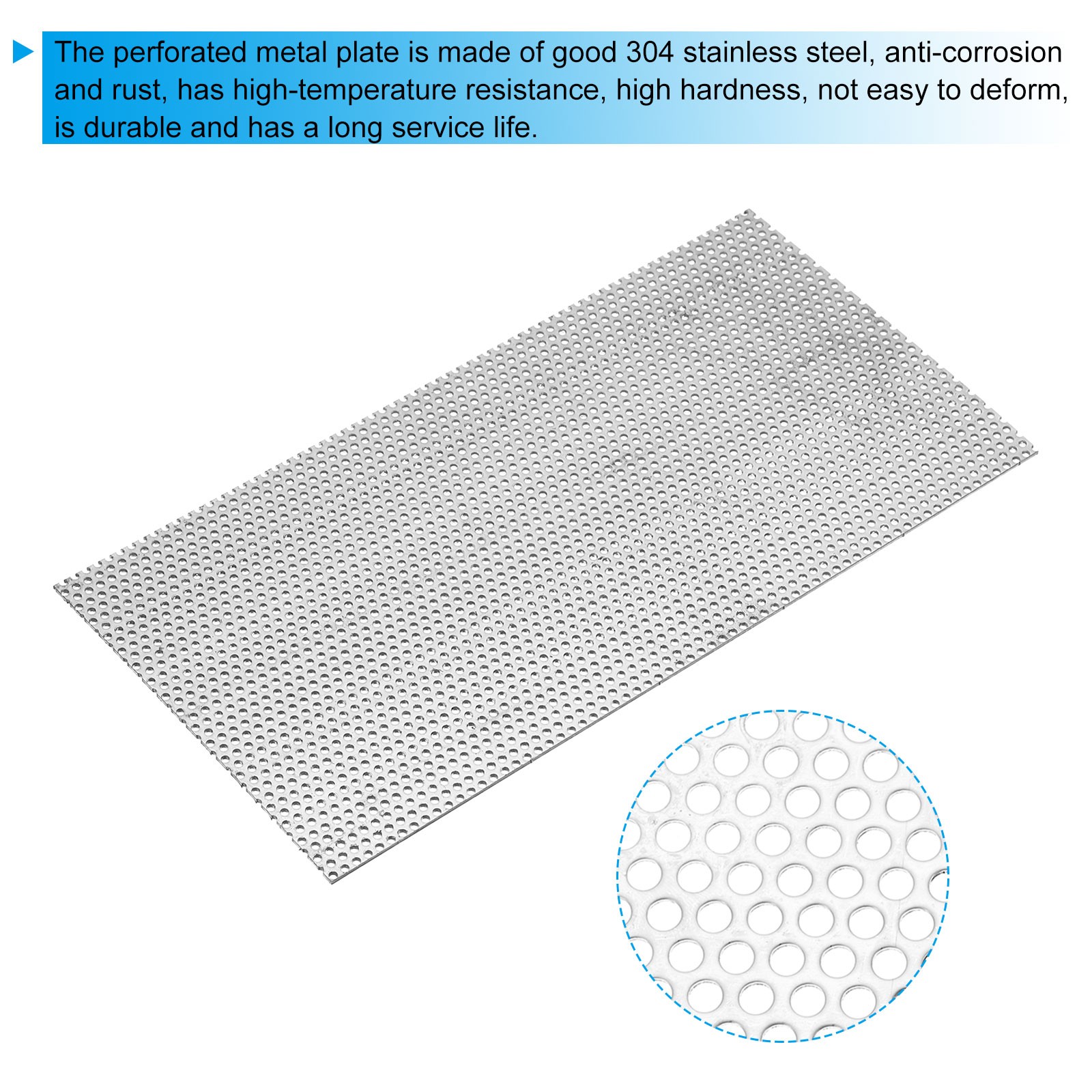 7.9″ L x 3.9″ W Perforated Metal Sheets, 2pcs 16Ga 0.06″Hole 304 Stainless Steel