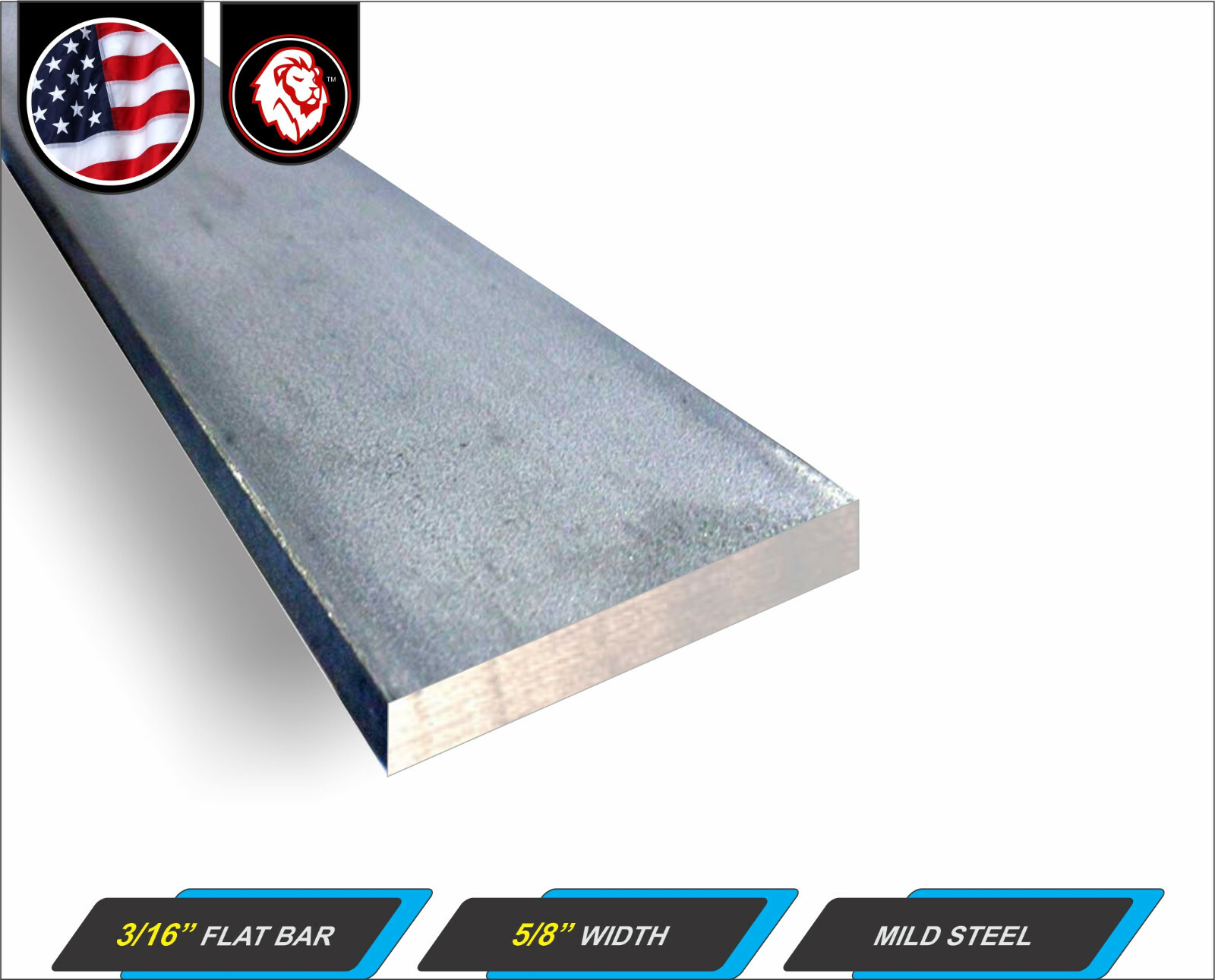 3/16″ x 5/8″ Metal Flat Bar – Mild Steel – Metal Stock – 24″ Long (2-ft)