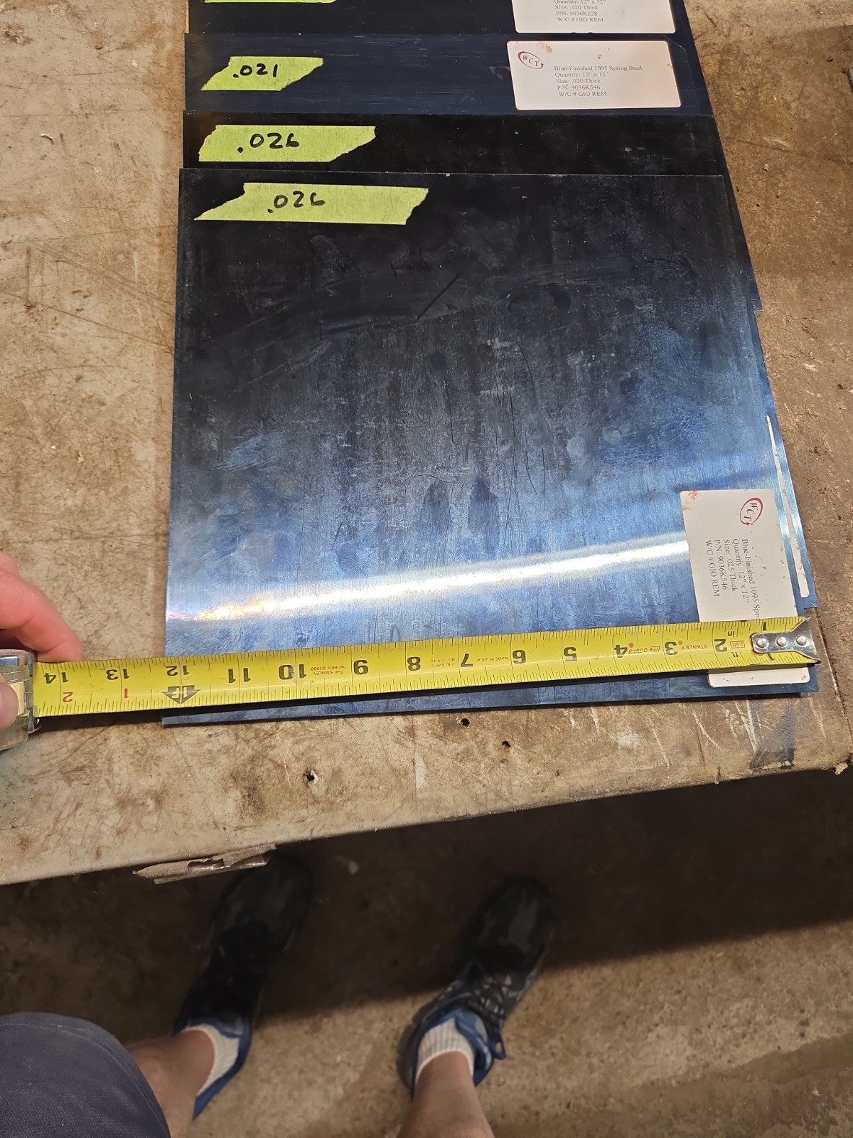 Blue Finished 1095 Spring Steel 12″X12″ Lot Of 6 Sheets