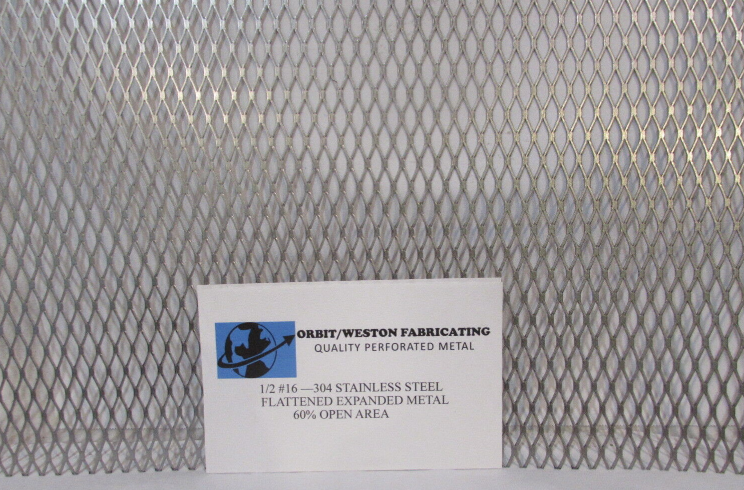 1/2 #16 304 STAINLESS STEEL FLATTENED EXPANDED METAL—12″ X 12″—