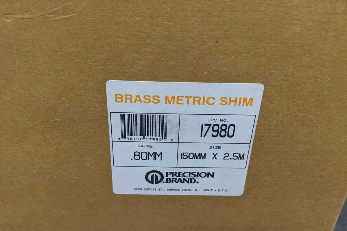 Precision Brand Brass Metric Shim Roll .80mm Gauge 150mm x 2.5m 17980 USA NEW