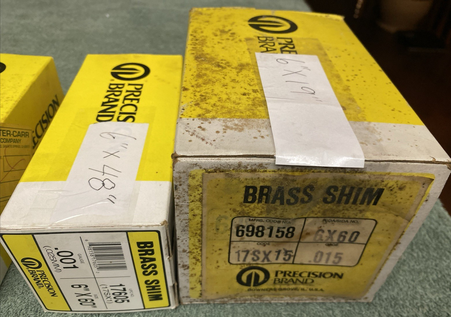 Lot Of 5 Precision Brand, Brass Shim Roll, #17610, 17620, 17615, 17605, 698158