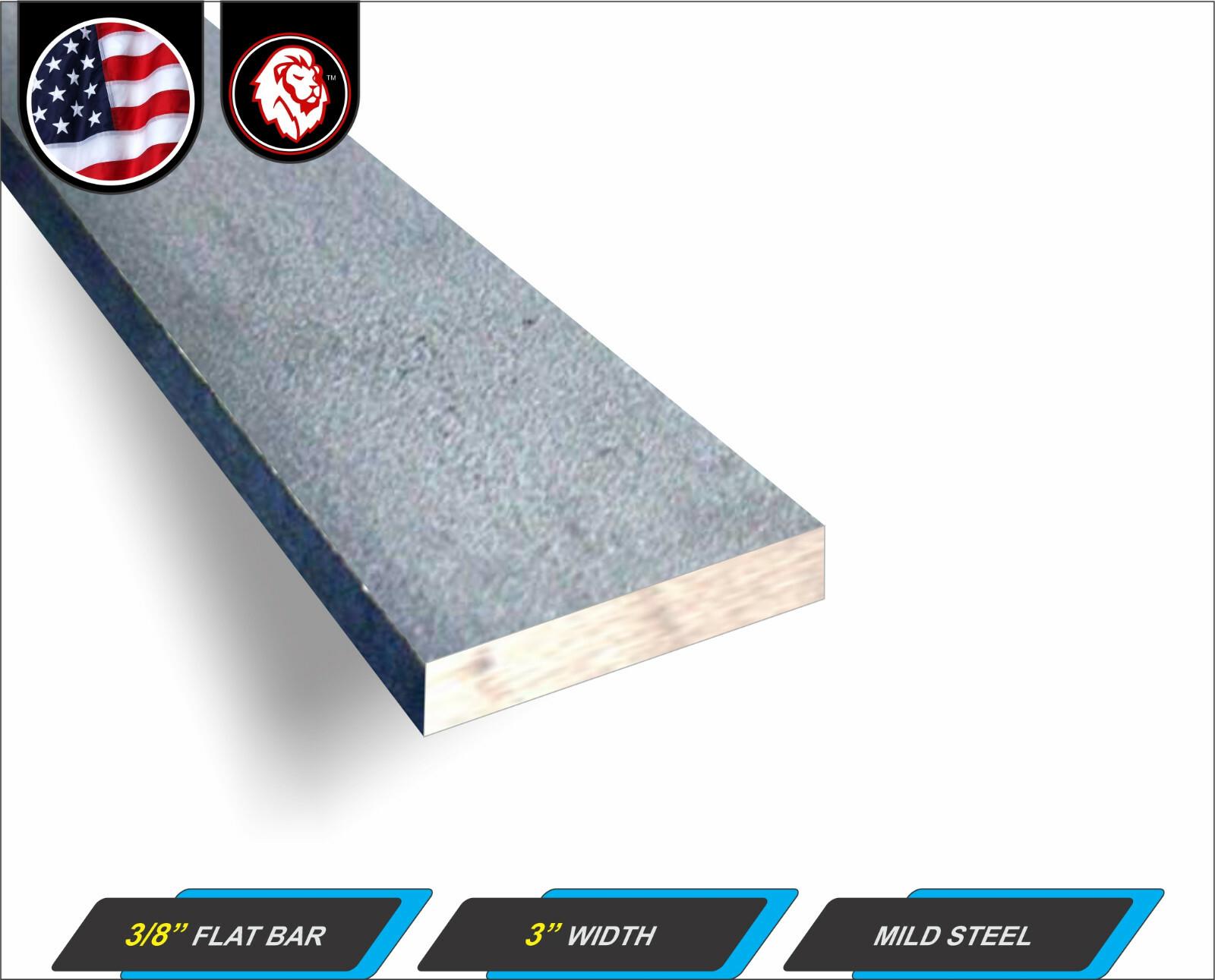 3/8″ x 3″ Steel Flat Bar – Flat Metal Stock – Mild Steel – 24″ Long (2-ft)
