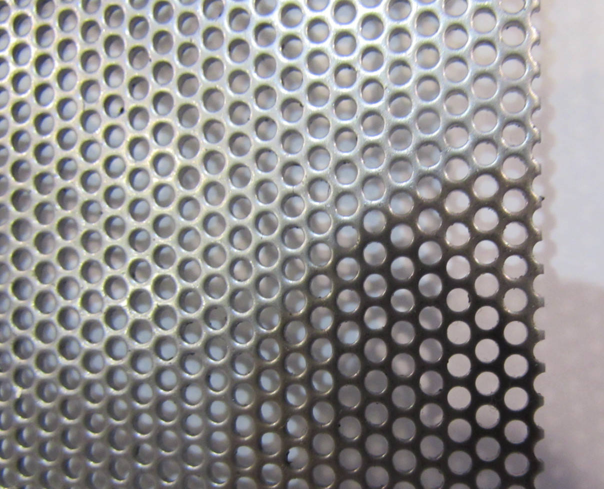 1/16 HOLES ON 3/32 CENTERS- 20 GA.STAINLESS PERFORATED SHEET—6″ x 12″